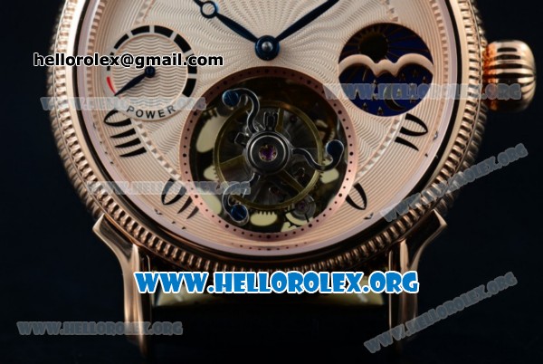 Patek Philippe Grand Complication Swiss Tourbillon Manual Winding Rose Gold Case with Rose Gold Dial Roman Numeral Markers and Black Leather Strap - Click Image to Close
